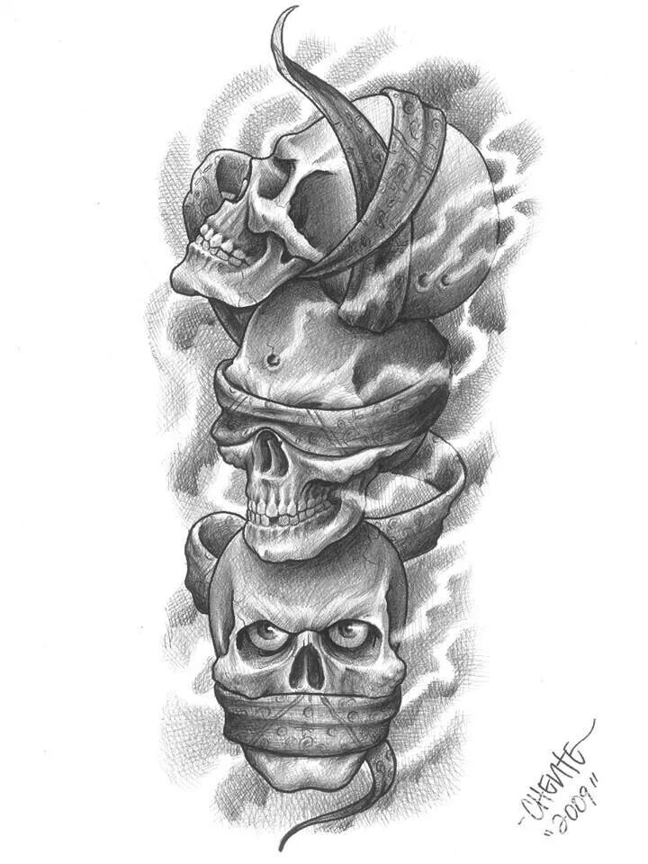 Evil Skull Drawing Modern Sketch