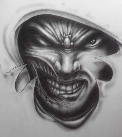 Evil Tattoo, Wicked Artwork, Sinister Design, Dark Ink, Malevolent Mark Drawing