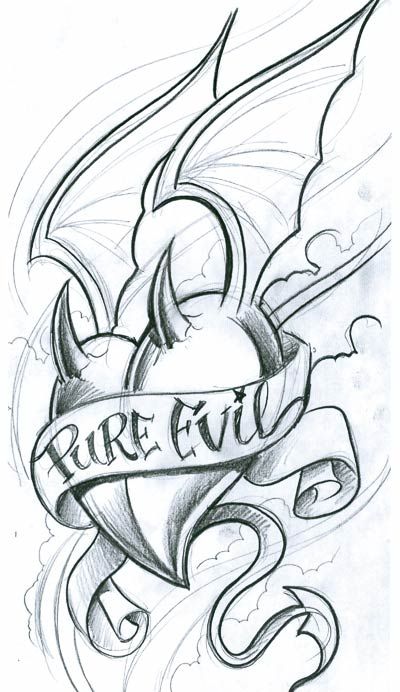 Evil Tattoo, Wicked Artwork, Sinister Design, Dark Ink, Malevolent Mark Drawing