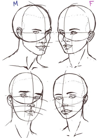 Face, Contour, Appearance, Expression, Features Drawing