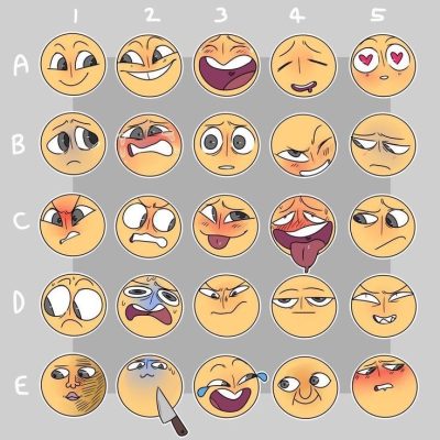 Face Expression, Visual Reaction, Emotion Display, Facial Gesture, Mood Indicator Drawing