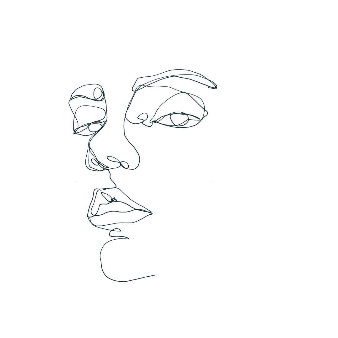 Face Line Drawing Modern Sketch