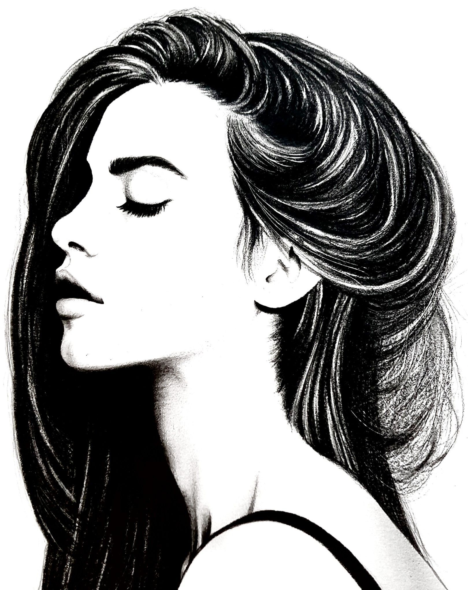 Face Profile Drawing Detailed Sketch