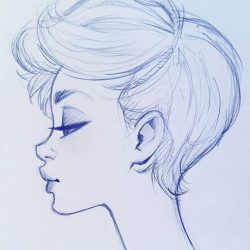 Face Side View Drawing Art