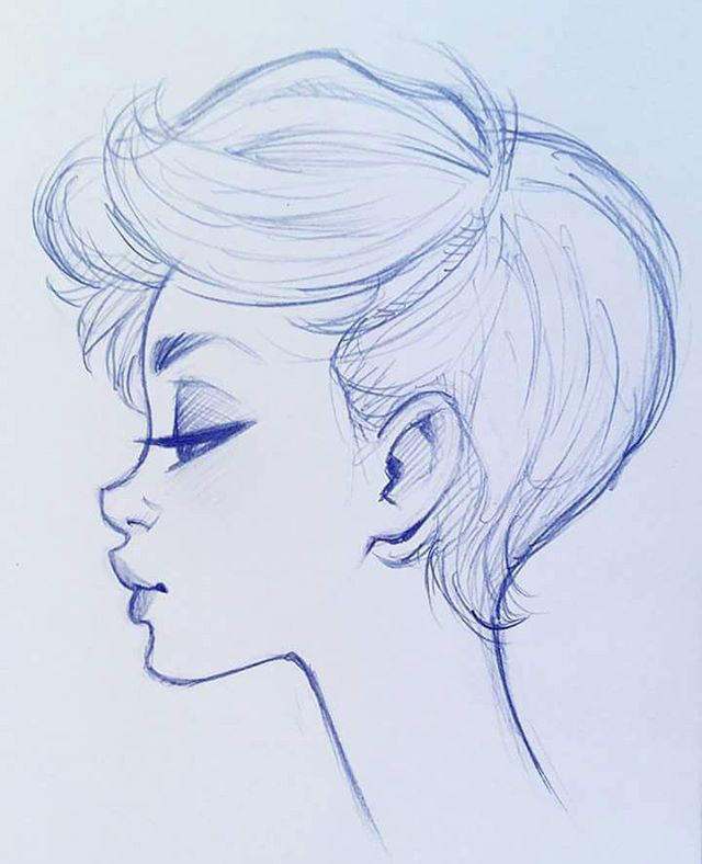 Face Side View Drawing Art