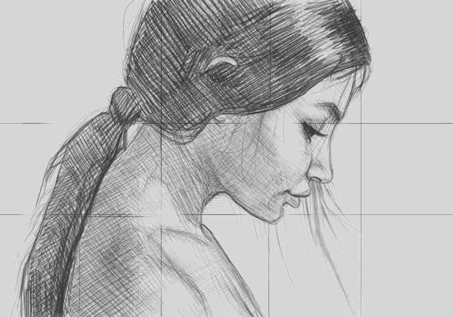 Face Side View Drawing Image