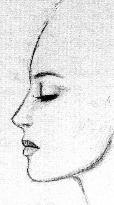 Face Side View, Profile Angle, Side Silhouette, Facial Contour, Lateral Perspective Drawing