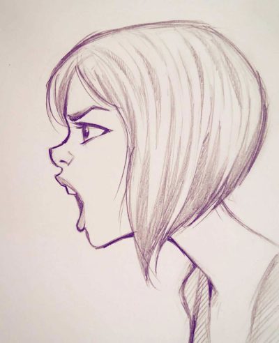 Face Side View, Facial Contour, Side Angle, Lateral Appearance, Profile Perspective Drawing