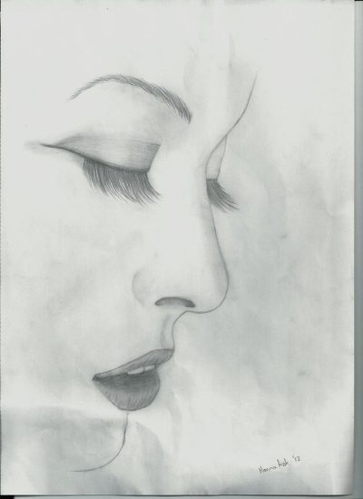 Face Side View, Side Portrait, Lateral Perspective, Profile Angle, Facial Outline Drawing