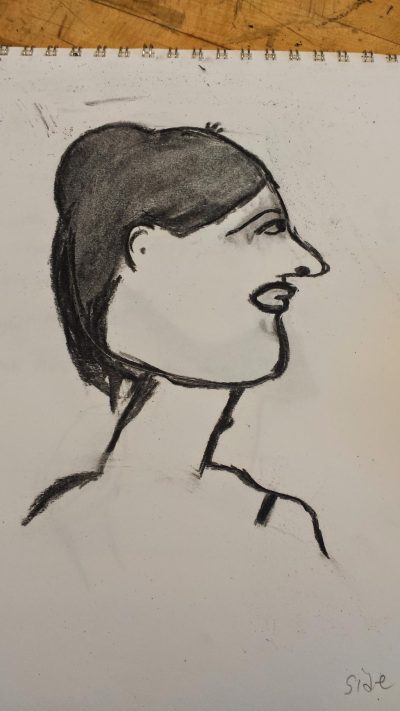 Face Side View, Profile Angle, Side Silhouette, Facial Contour, Lateral Perspective Drawing