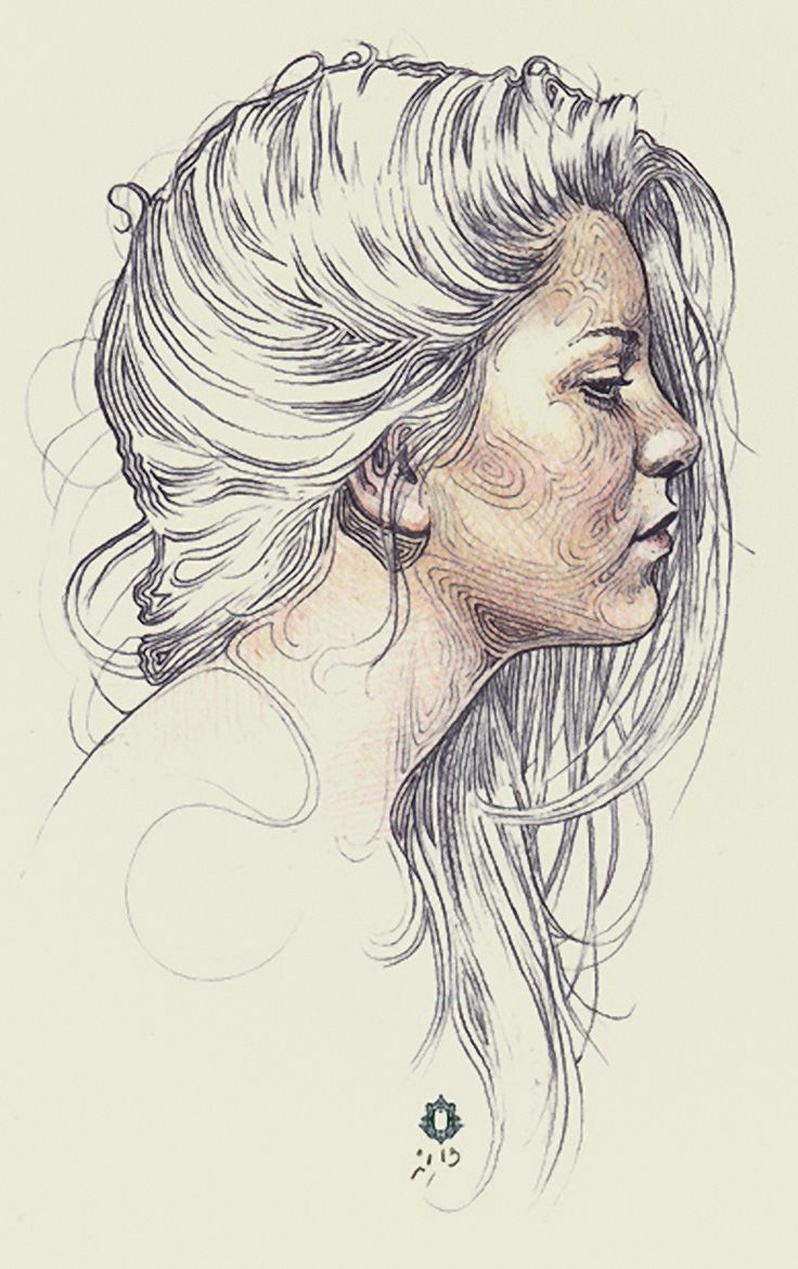 Facial Profile Drawing Intricate Artwork