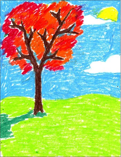 Fall Tree, Autumn Colors, Leaf Change, Nature’s Palette, Seasonal Beauty Drawing