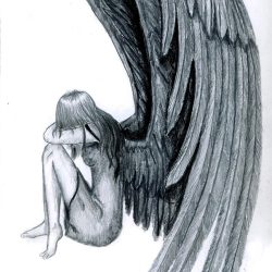 Fallen Angel Drawing Intricate Artwork