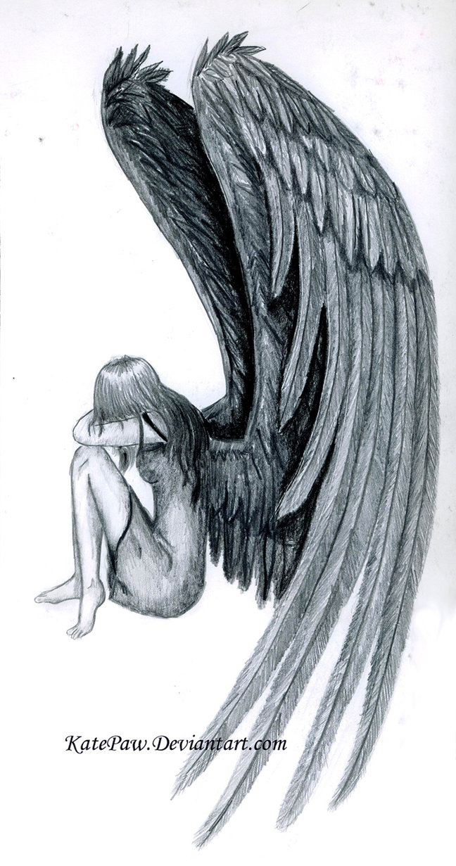 Fallen Angel Drawing Intricate Artwork