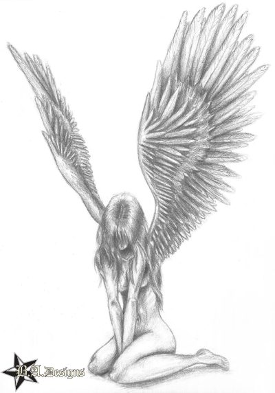 Fallen Angel, Resilience, Hope, Betrayal, Redemption Drawing