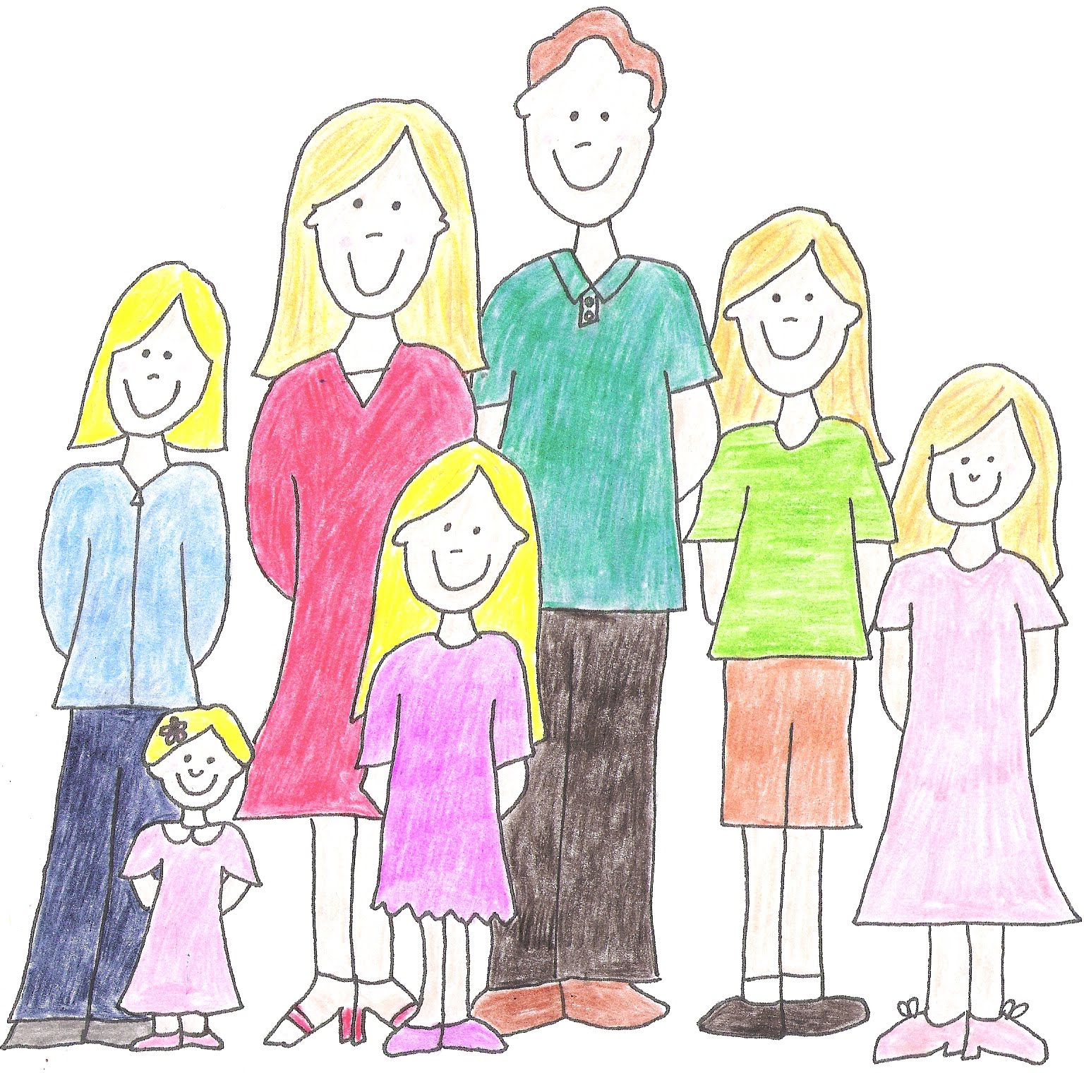 Family Drawing Modern Sketch