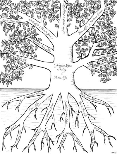 Family Tree, Ancestry, Heritage, Genealogy, Lineage Drawing