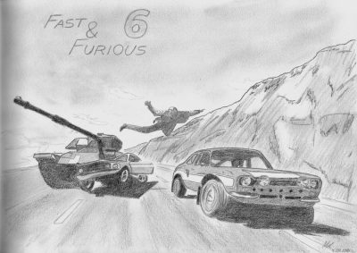 Fast And Furious Car, High-Speed Racing, Iconic Muscle Cars, Custom Tuned Vehicles, Action-Packed Stunts Drawing