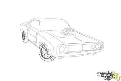 Fast And Furious Car, Thrilling Car Chases, Iconic Muscle Cars, Adrenaline-Pumping Action, High-Speed Racing Drawing