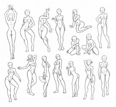 Female Action Poses, Bold Expressions, Fierce Postures, Dynamic Stances, Empowering Moves Drawing