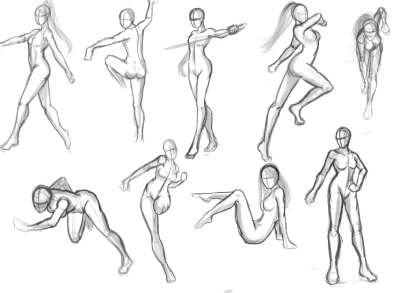 Action Poses, Energetic Movements, Expressive Positions, Dynamic Stances, Bold Postures Drawing