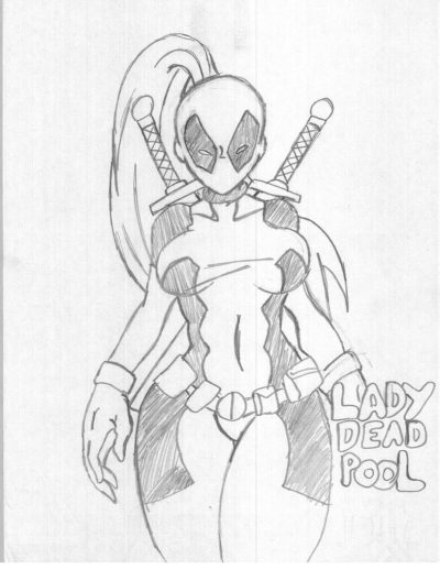 Female Deadpool, Heroine, Mercenary, Comedic, Anti-Hero Drawing