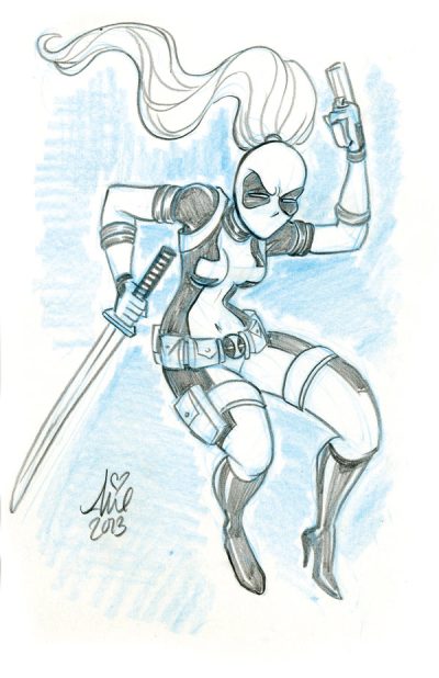 Female Deadpool, Heroine, Mercenary, Comedic, Anti-Hero Drawing