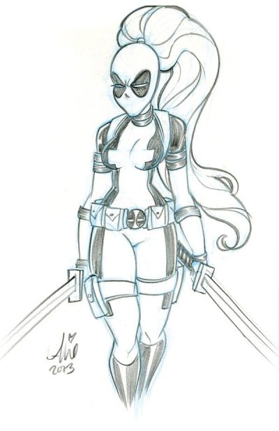 Female Deadpool, Heroine, Mercenary, Comedic, Anti-Hero Drawing