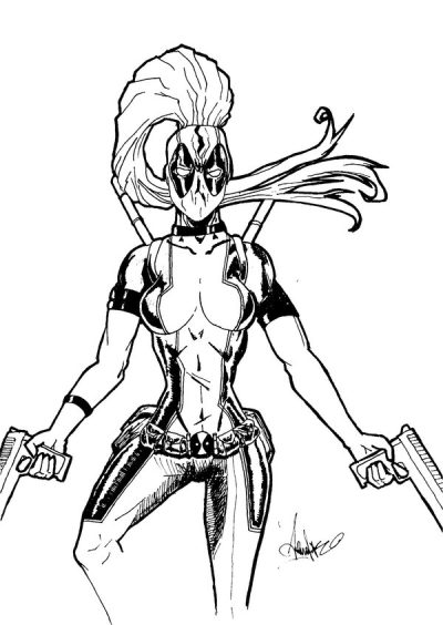 Female Deadpool, Heroine, Mercenary, Comedic, Anti-Hero Drawing