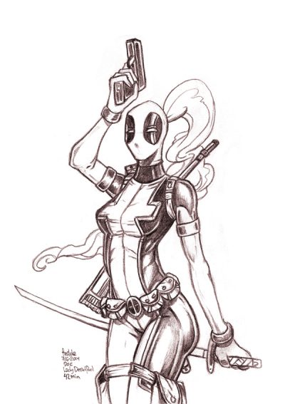 Female Deadpool, Heroine, Mercenary, Comedic, Anti-Hero Drawing