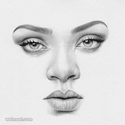 Female Face, Expression, Features, Portrait, Beauty Drawing