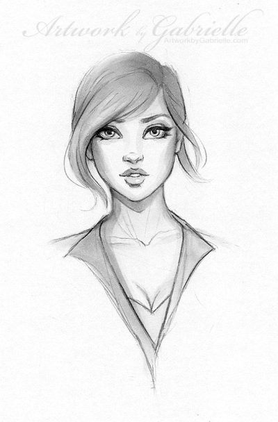 Female Face, Beauty, Portrait, Features, Expression Drawing