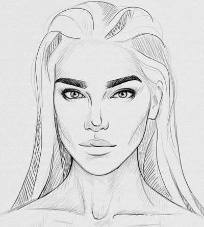 Female Face, Beauty, Expression, Features, Elegance Drawing