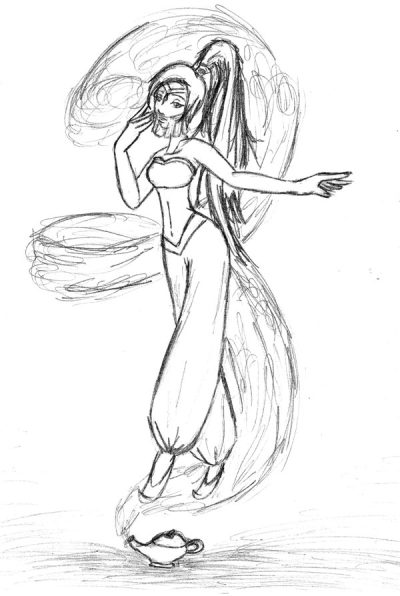 Genie, Wish, Enchantment, Magic, Fantasy Drawing