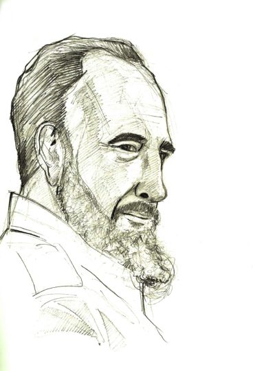 Fidel Castro, Political Icon, Revolutionary Leader, Historical Figure, Cuban Communism Drawing