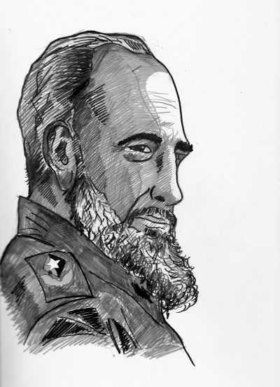 Fidel Castro, Political Icon, Revolutionary Leader, Historical Figure, Cuban Communism Drawing