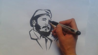 Fidel Castro, Political Icon, Revolutionary Leader, Historical Figure, Cuban Communism Drawing