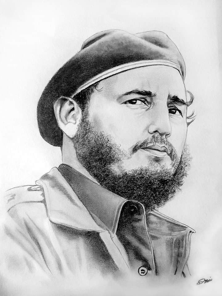 Fidel Castro Drawing Detailed Sketch