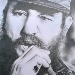 Fidel Castro Drawing Realistic Sketch