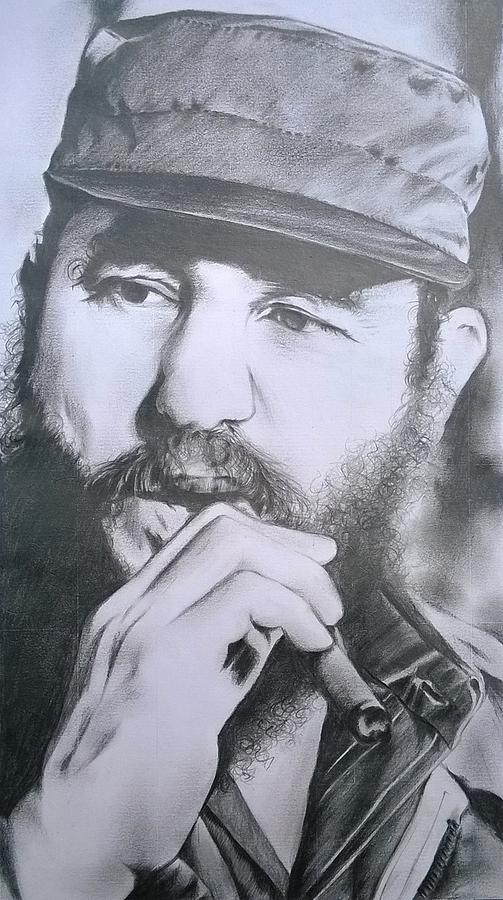 Fidel Castro Drawing Realistic Sketch