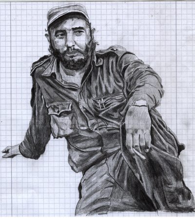 Fidel Castro, Political Icon, Revolutionary Leader, Historical Figure, Cuban Communism Drawing