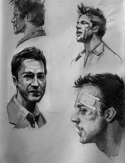 Fight Club, Anarchy, Brotherhood, Identity, Consumerism Drawing