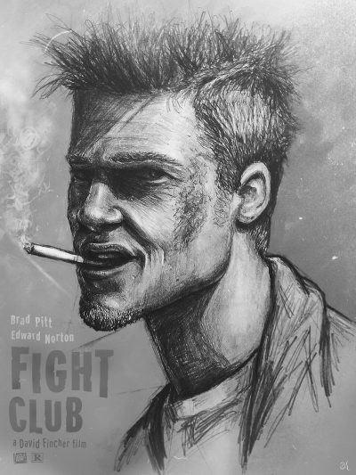 Fight Club, Anarchy, Brotherhood, Identity, Consumerism Drawing