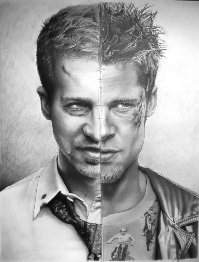 Fight Club, Anarchy, Brotherhood, Identity, Consumerism Drawing