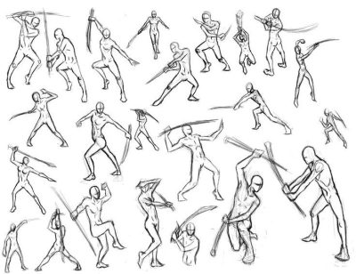 Fighting Pose, Battle Posture, Warrior Form, Ready Position, Combat Stance Drawing