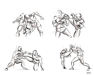 Fighting Pose, Battle Posture, Warrior Form, Ready Position, Combat Stance Drawing