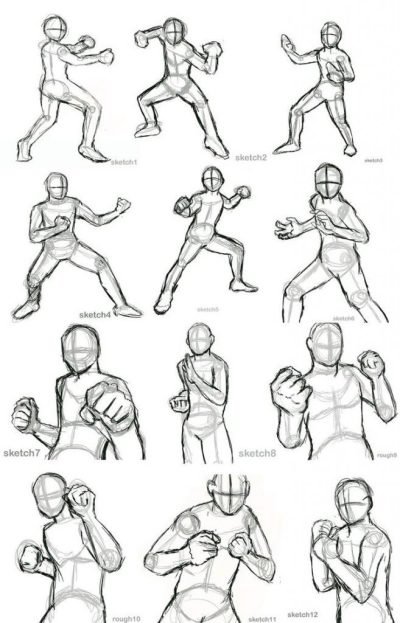 Fighting Pose, Battle Posture, Warrior Form, Ready Position, Combat Stance Drawing