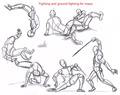 Fighting Pose, Warrior Posture, Battle Ready, Combat Stance, Action Position Drawing