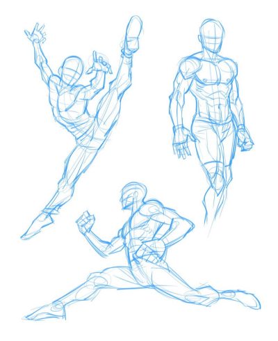 Action Poses, Dynamic Stances, Energetic Movements, Dramatic Angles, Athletic Postures Drawing