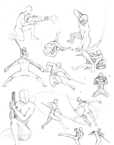 Figure Action Poses, Dynamic Stances, Athletic Movements, Energetic Attitudes, Expressive Gestures Drawing